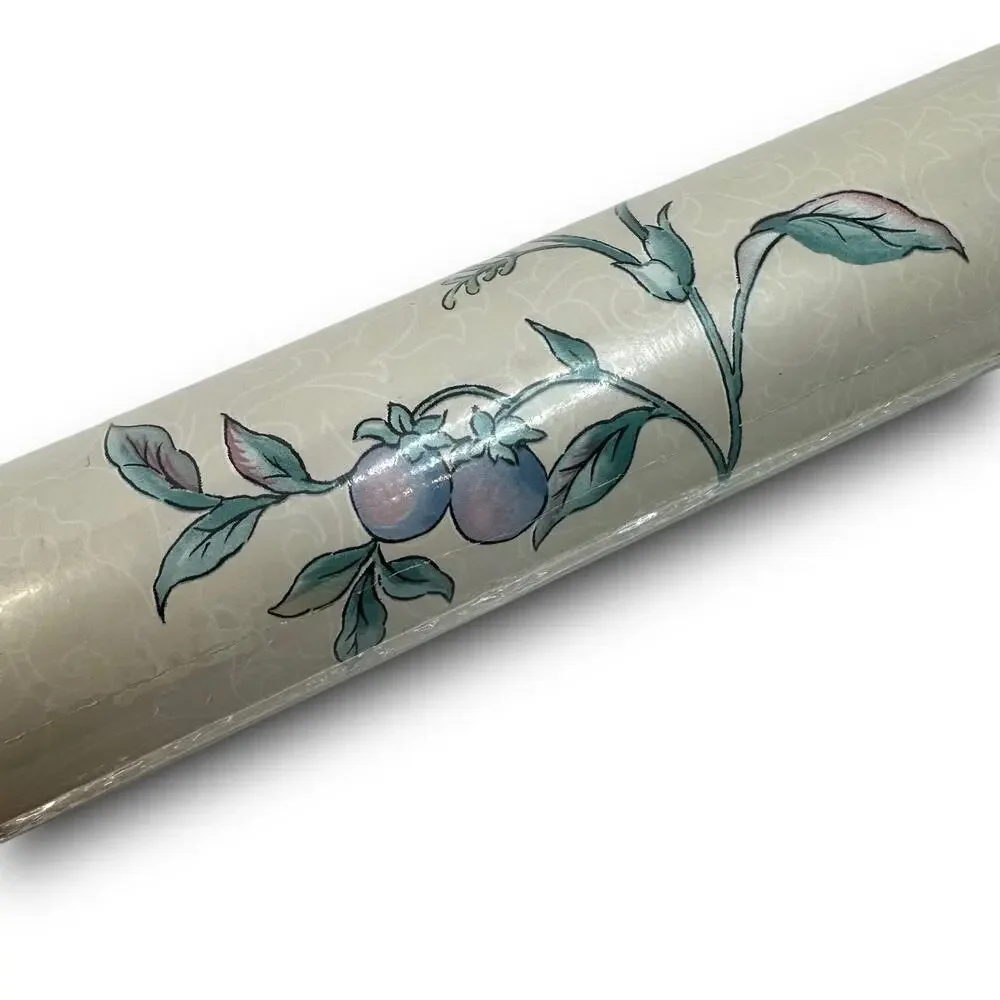 VTG 1994 Unused Sunworthy Solid Vinyl Floral Wallpaper SB352 Double Roll 55 SqFt